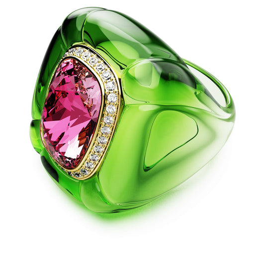 Dulcis cocktail ring Cushion cut, Pavé, Green and Yellow