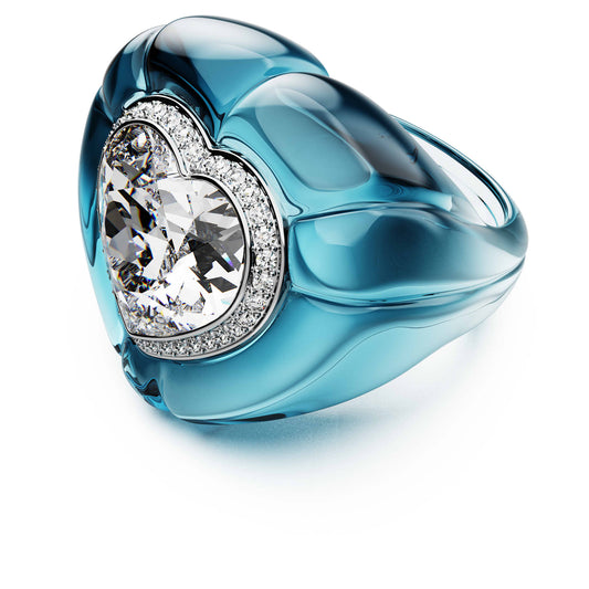 Dulcis cocktail ring Heart cut, Pavé, Heart, Blue and Pink