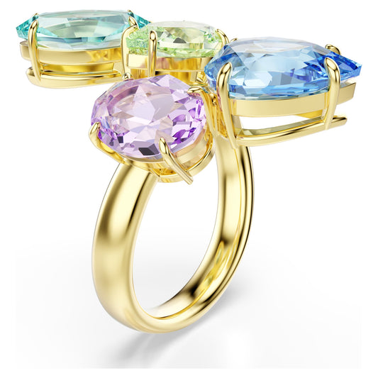 Gema cocktail ring Mixed cuts, Multicolored, 18K gold finish