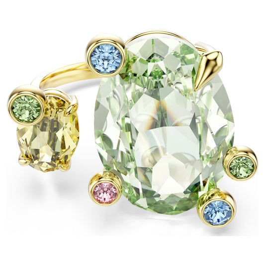 Gema open ring Mixed cuts, Multicolored, 18K gold finish