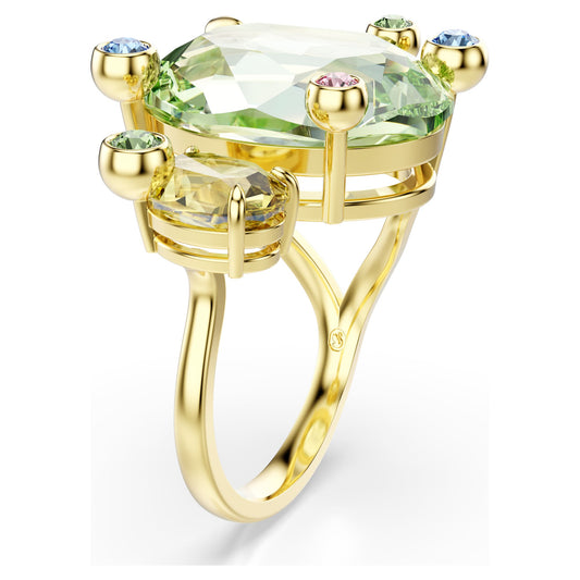 Gema open ring Mixed cuts, Multicolored, 18K gold finish