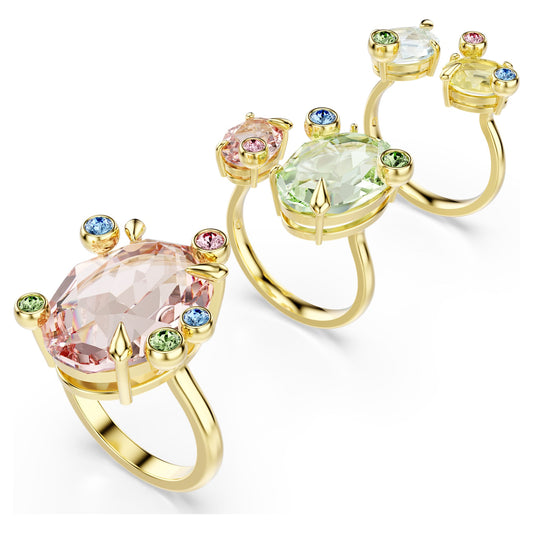 Gema ring Set (3), Mixed cuts, Multicolored, 18K gold finish