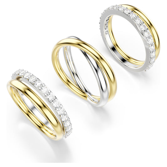 Hyperbola cocktail ring Round cut, White, Mixed metal finish