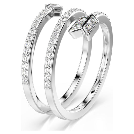 Idyllia motif ring Mixed cuts, Arrow, White, Rhodium plated
