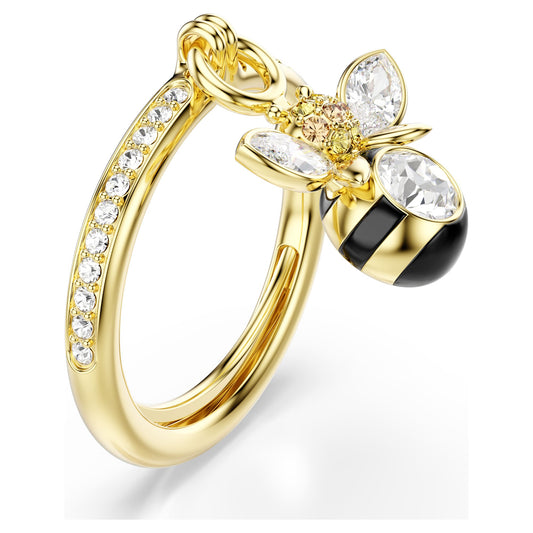 Idyllia motif ring Mixed cuts, Bee, Multicolored, 18K gold finish