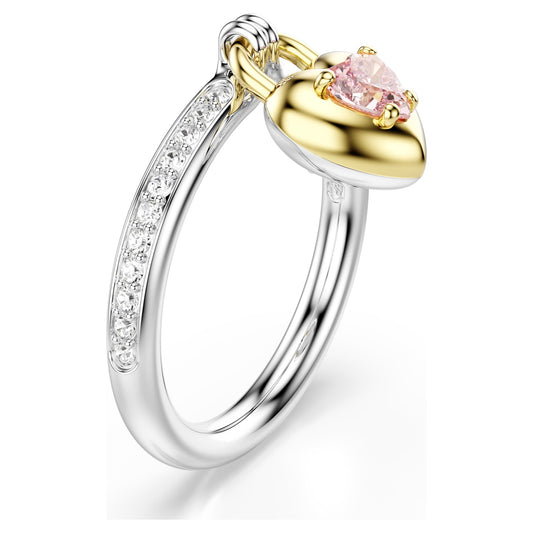 Idyllia motif ring Mixed cuts, Heart, Pink, Mixed metal finish