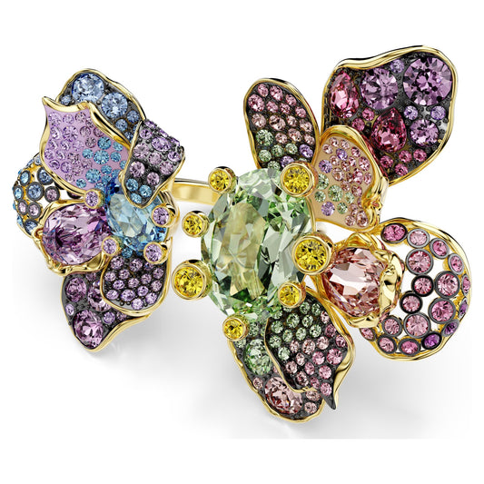 Idyllia Ring Mixed Cuts, Pavé, Flower, Multicolored, 18K Gold Finish