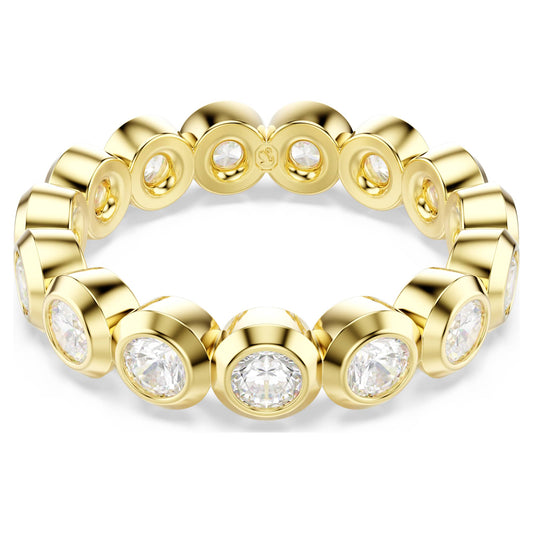 Imber ring Round cut, White, 18K gold finish
