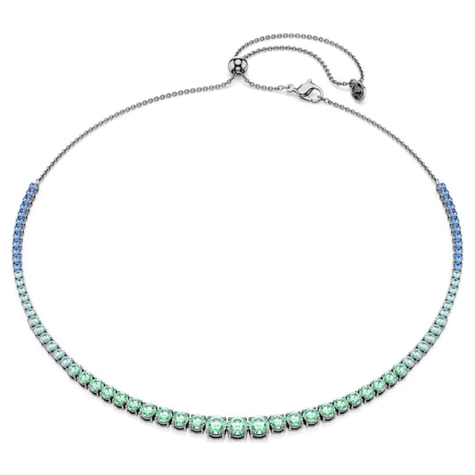 Matrix Tennis necklace, Gradient of round cuts, Multicolored, Ruthenium plated 5751192