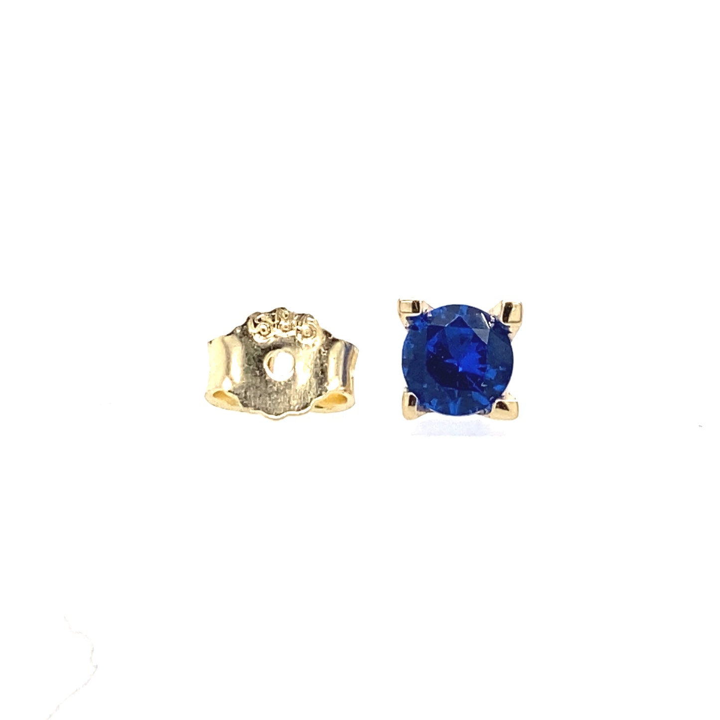 Sapphire Color CZ and gold earrings