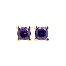 Load image into Gallery viewer, Violet CZ 14 K gold Push back earring
