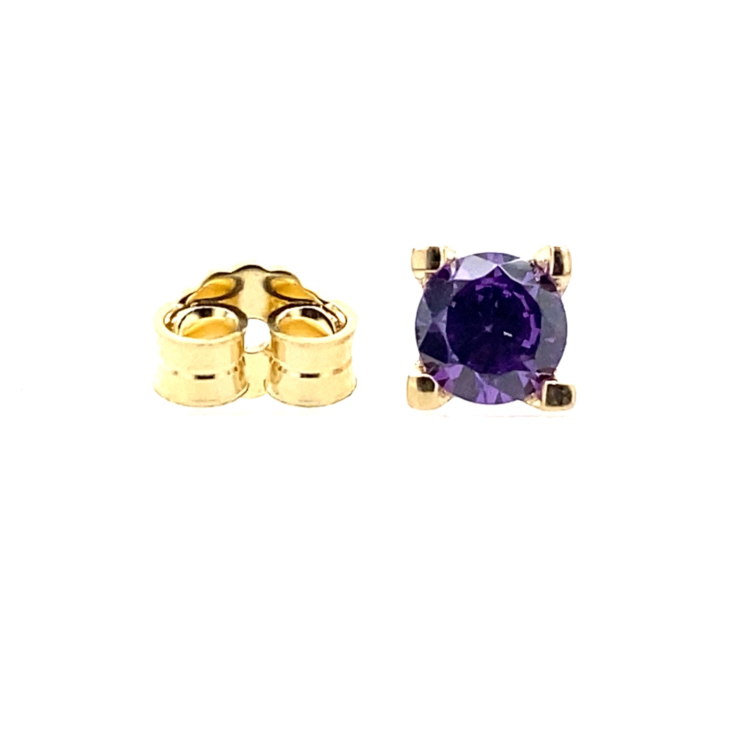 Violet CZ 14 K gold Push back earring