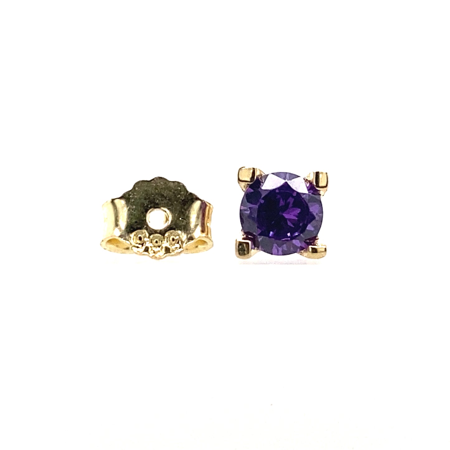 Violet CZ 14 K gold Push back earring