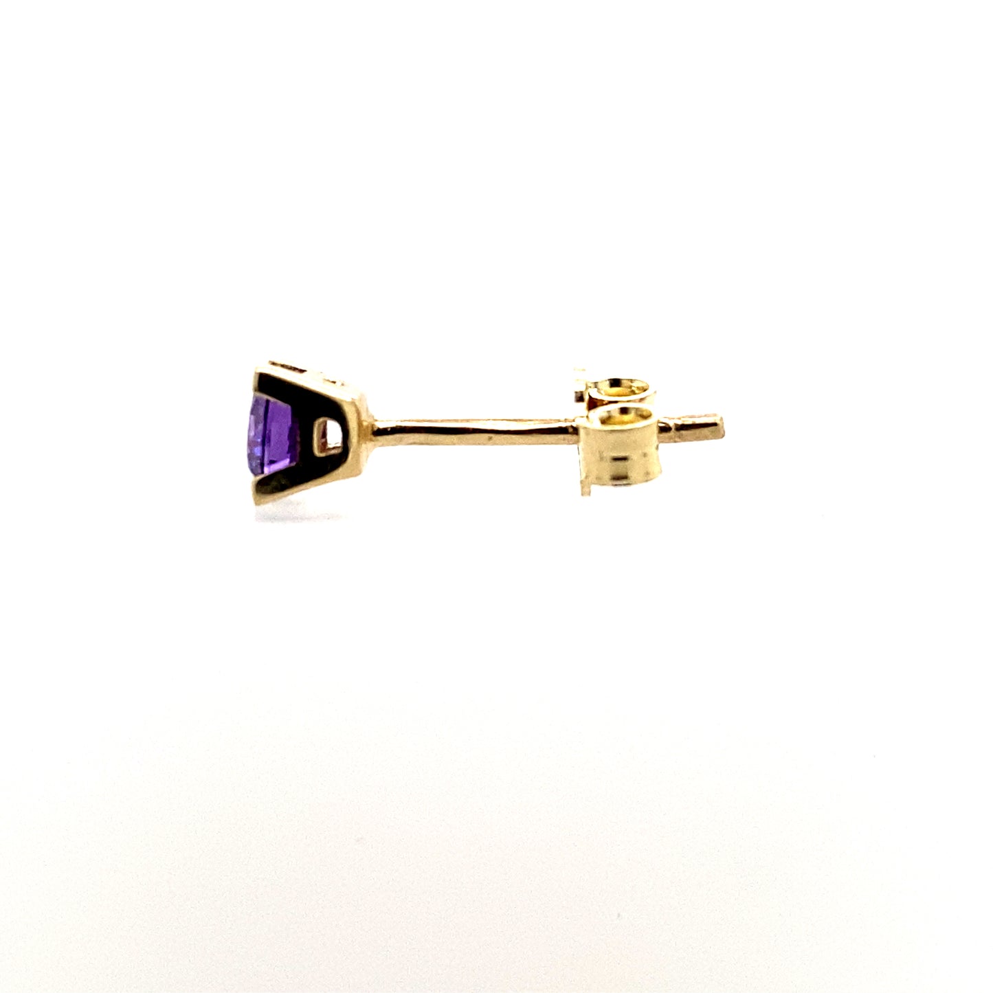 Violet CZ 14 K gold Push back earring