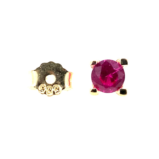 Ruby Color CZ 14 K gold pushback earrings
