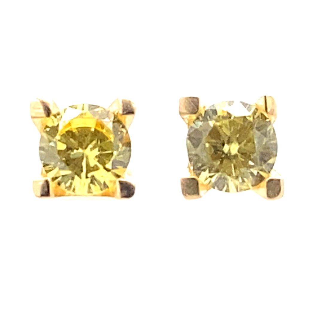 Yellow Color CZ and gold earrings