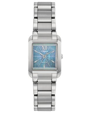 Citizen watch model EW5551-56N ladies model has a blue pearl dial in stainless steel