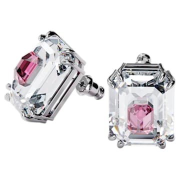 Chroma earrings, Pink, Rhodium plated