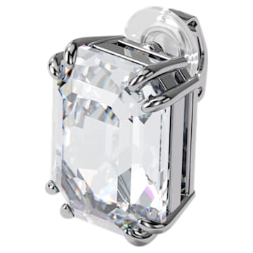 Mesmera clip earring, Single, Octagon cut crystal, White, Rhodium plated