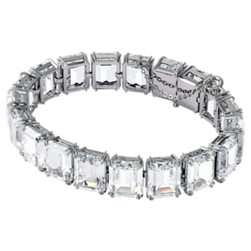 Millenia bracelet, Small octagon cut crystals, White, Rhodium plated