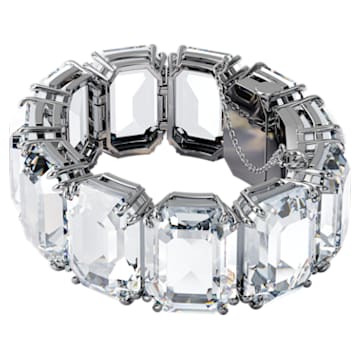 Millenia bracelet, Octagon cut crystals, White, Rhodium plated