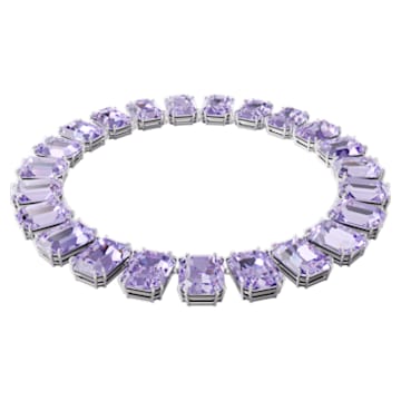 Millenia necklace, Octagon cut crystals, Purple, Rhodium plated