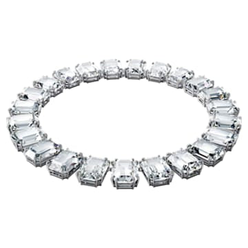 Millenia necklace, Octagon cut crystals, White, Rhodium plated