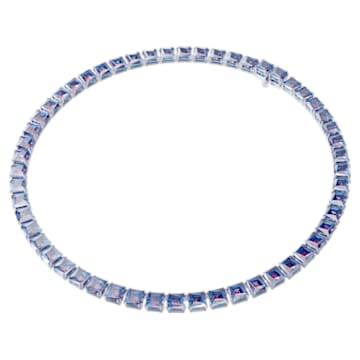 Millenia necklace, Square cut Swarovski zirconia, Purple, Rhodium plated