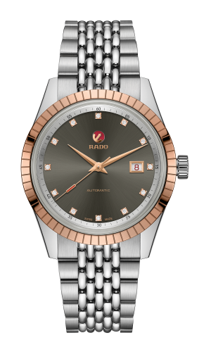 Rado watch with a stainless steel bracelet and grey dial date display Model R33100703